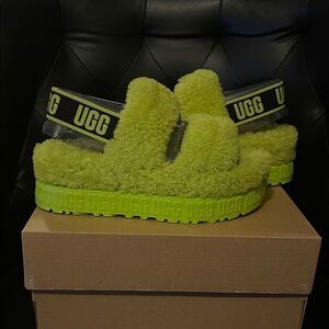 UGG Neon Fluffy Platform Sandals